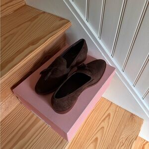 Mansur Gavriel Brown Tassel Loafers 38.5